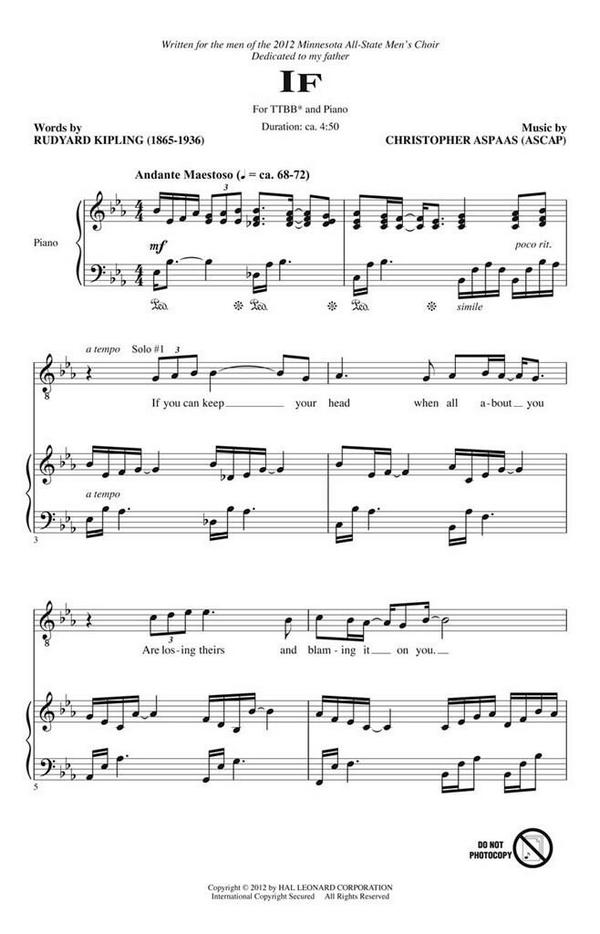 Christopher Aspaas, If&nbsp;&nbsp;TTBB&nbsp;&nbsp;Chorpartitur