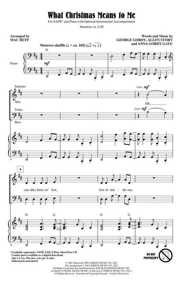 Allen Story_Anna Gordy Gaye_George Gordy, What Christmas Means to Me&nbsp;&nbsp;SATB&nbsp;&nbsp;Chorpartitur