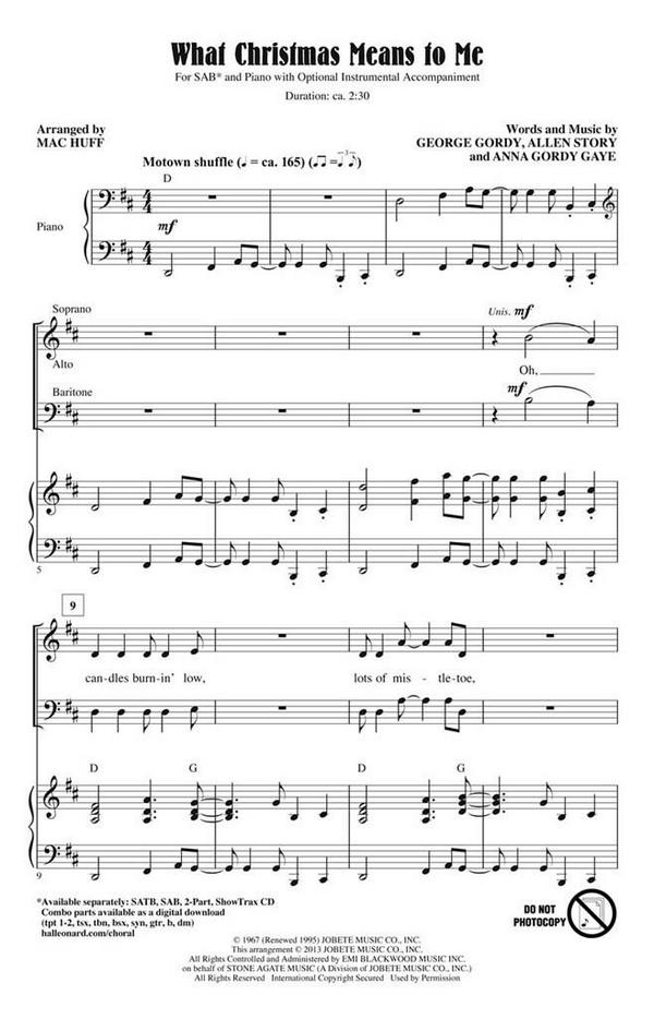 Allen Story_Anna Gordy Gaye_George Gordy, What Christmas Means to Me&nbsp;&nbsp;SAB&nbsp;&nbsp;Chorpartitur