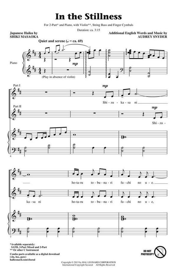 Audrey Snyder, In the Stillness&nbsp;&nbsp;SATB&nbsp;&nbsp;Chorpartitur