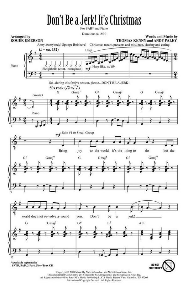 Andy Paley_Thomas Kenny, Don't Be a Jerk (It's Christmas)&nbsp;&nbsp;3-Part Choir&nbsp;&nbsp;Chorpartitur