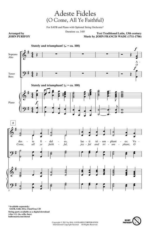 Adeste Fideles&nbsp;&nbsp;SATB&nbsp;&nbsp;Chorpartitur