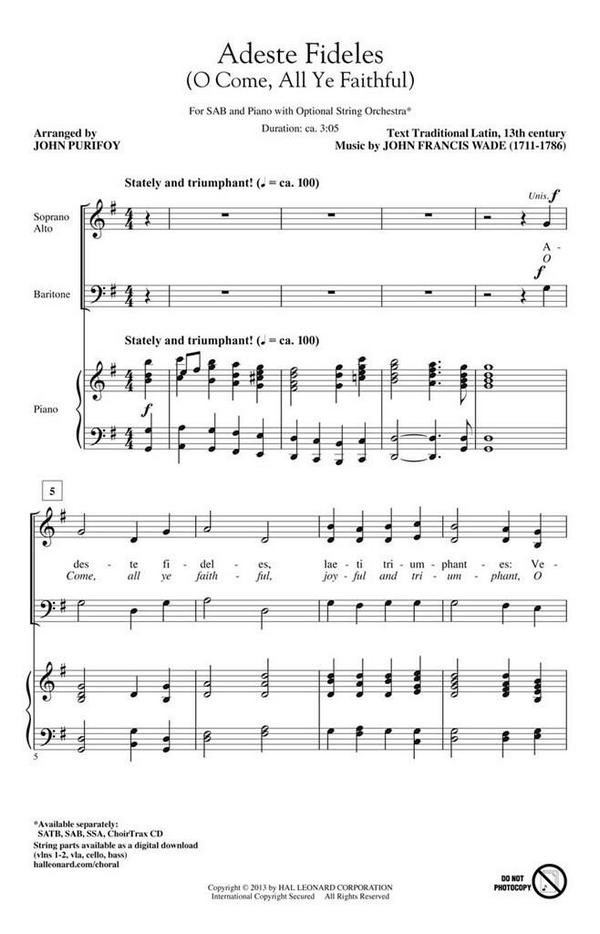 Adeste Fideles&nbsp;&nbsp;SAB&nbsp;&nbsp;Chorpartitur