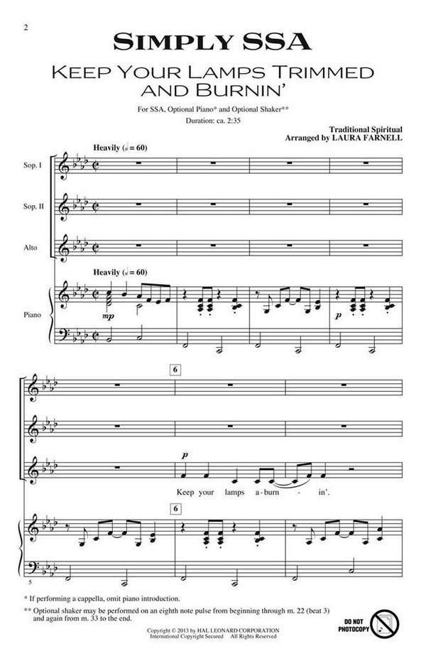 Simply   for treble (female) choir and piano  score