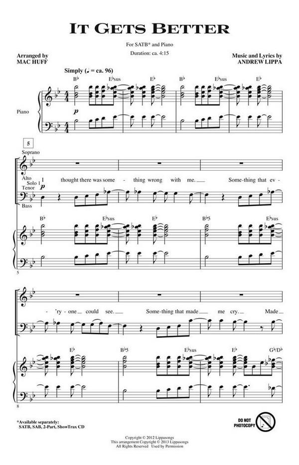 Andrew Lippa, It Gets Better&nbsp;&nbsp;SATB&nbsp;&nbsp;Chorpartitur