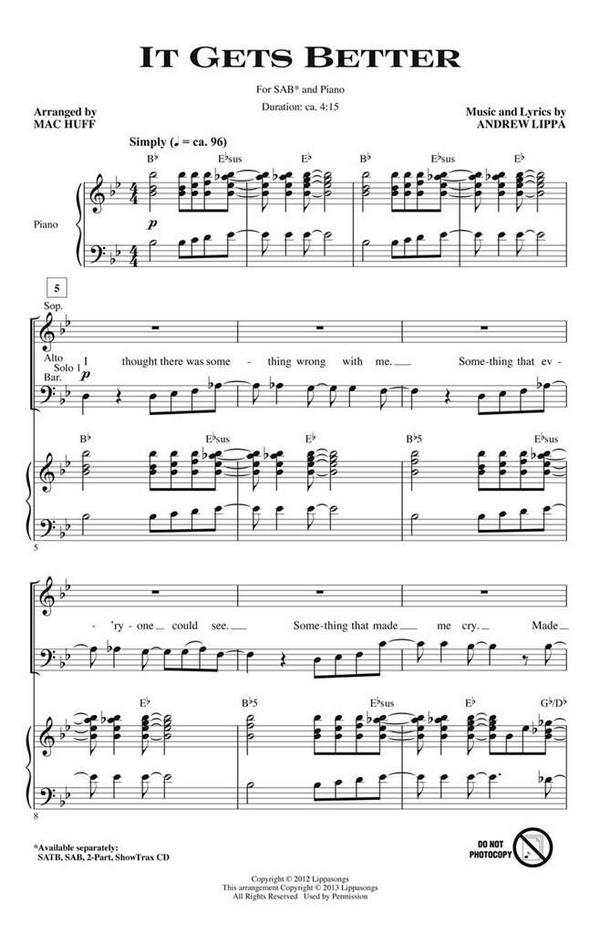 Andrew Lippa, It Gets Better&nbsp;&nbsp;SAB&nbsp;&nbsp;Chorpartitur