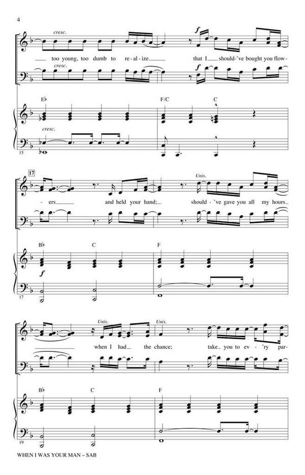 Andrew Wyatt_Ari Levine_Bruno Mars_Philip Lawrence, When I Was Your Ma&nbsp;&nbsp;SAB&nbsp;&nbsp;Chorpartitur