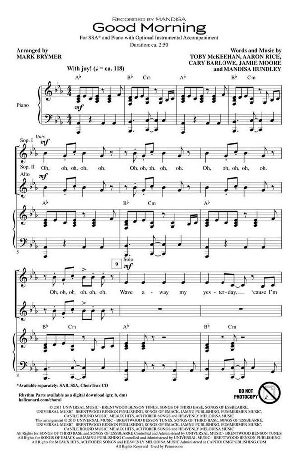 Aaron Rice_Cary Barlowe_Jamie Moore_Mandisa Hundley_Toby McKeehan, Goo&nbsp;&nbsp;SSA&nbsp;&nbsp;Chorpartitur