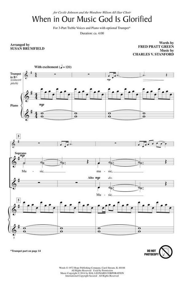 Charles Villiers Stanford, When in Our Music God Is Glorified&nbsp;&nbsp;3-Part Choir&nbsp;&nbsp;Chorpartitur