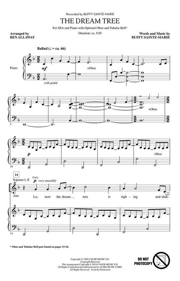 Buffy Sainte-Marie, The Dream Tree&nbsp;&nbsp;SSA&nbsp;&nbsp;Chorpartitur