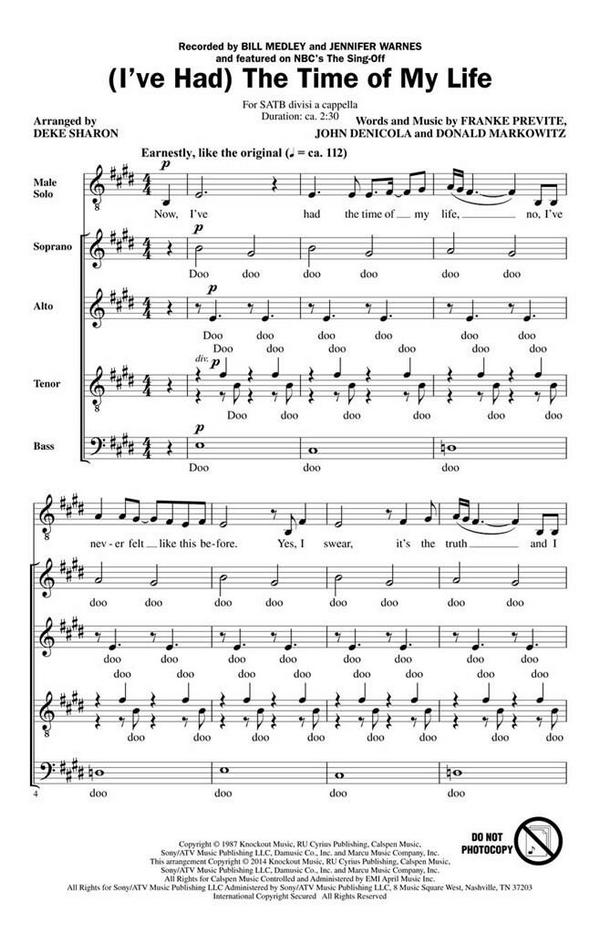 (I've Had) The Time of My Life  SATB  Chorpartitur