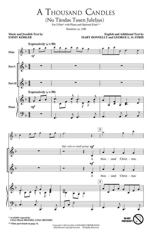 A Thousand Candles&nbsp;&nbsp;2-Part Choir&nbsp;&nbsp;Chorpartitur