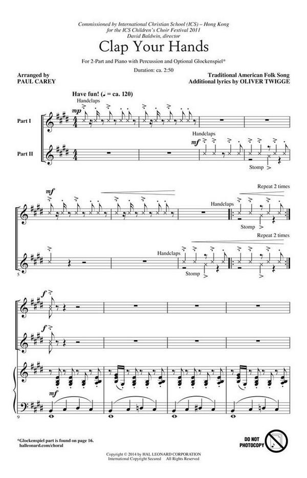 Clap Your Hands&nbsp;&nbsp;2-Part Choir&nbsp;&nbsp;Chorpartitur