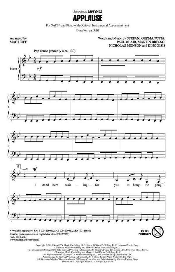 Applause&nbsp;&nbsp;SATB&nbsp;&nbsp;Chorpartitur