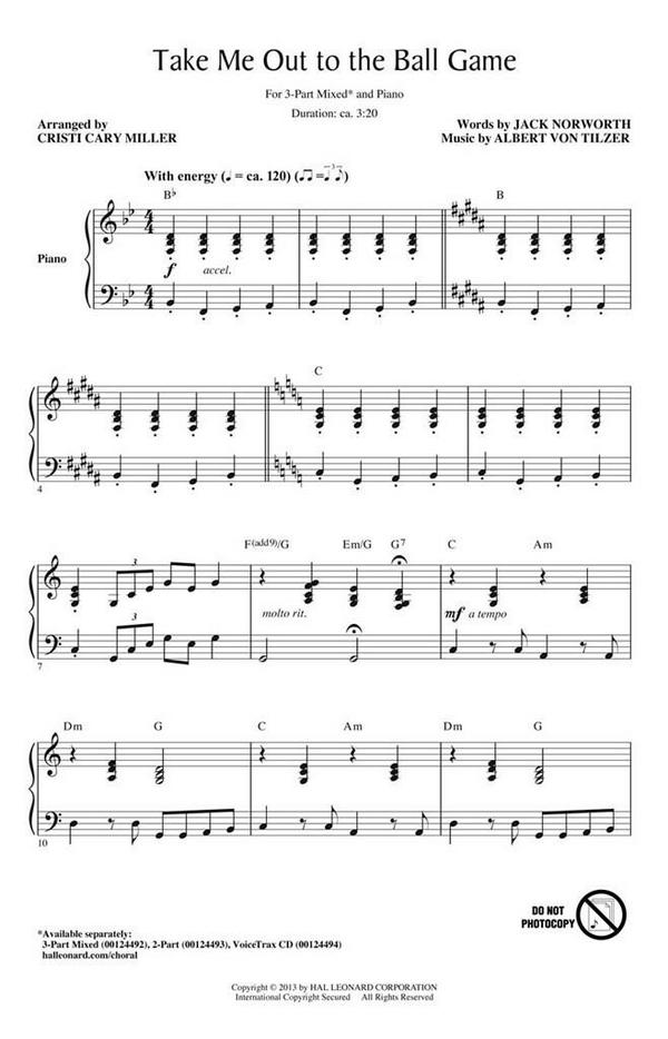 Albert von Tilzer, Take Me Out To The Ball Game&nbsp;&nbsp;Chor&nbsp;&nbsp;CD