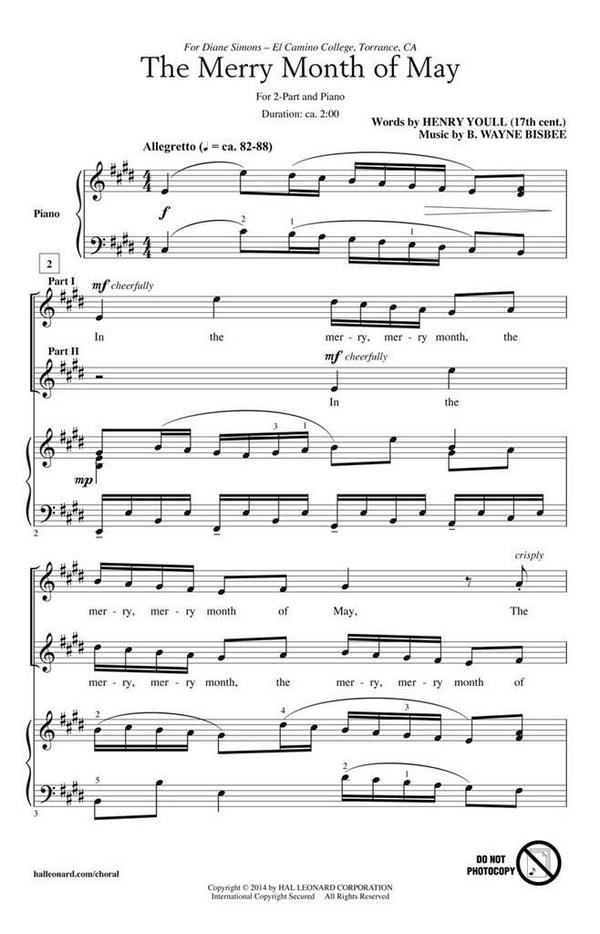 B. Wayne Bisbee, The Merry Month of May&nbsp;&nbsp;2-Part Choir&nbsp;&nbsp;Chorpartitur