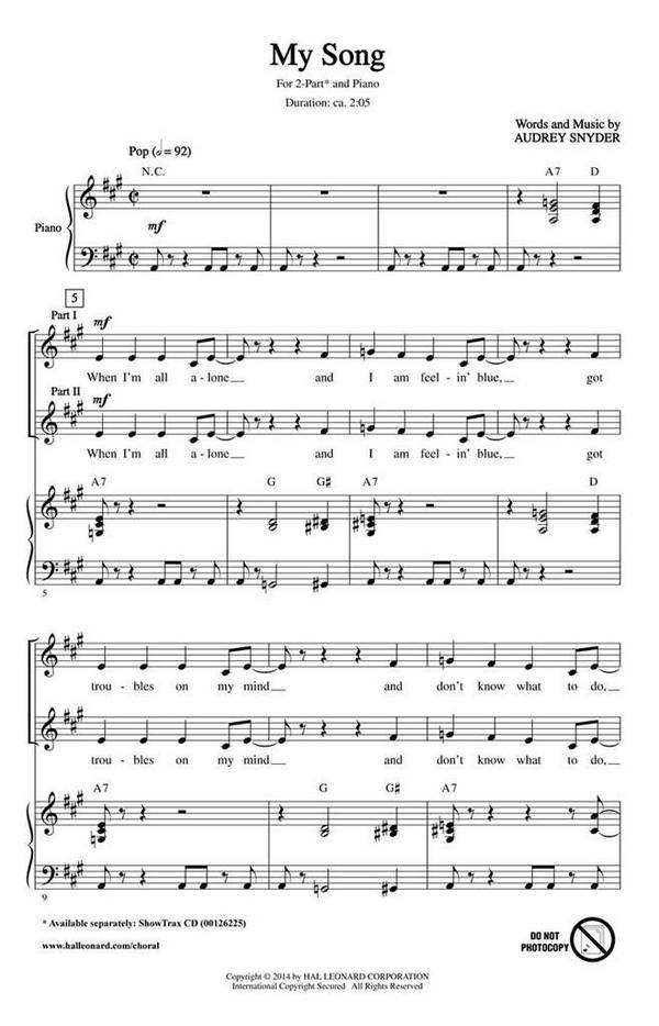 Audrey Snyder, My Song ShowTrax CD&nbsp;&nbsp;2-Part Choir&nbsp;&nbsp;CD