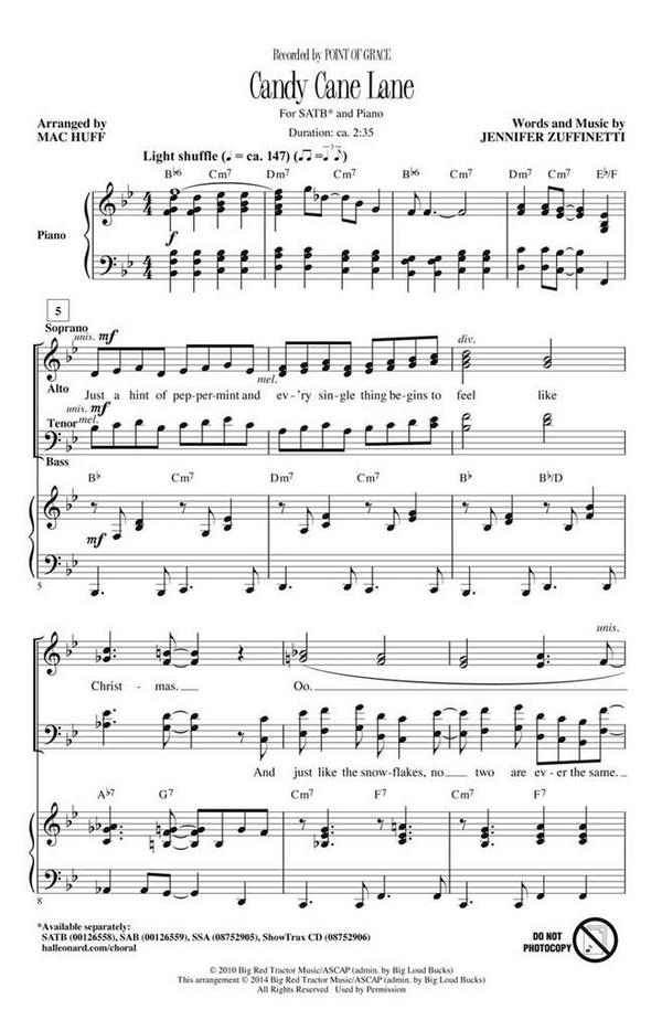 Candy Cane Lane&nbsp;&nbsp;SATB&nbsp;&nbsp;Chorpartitur