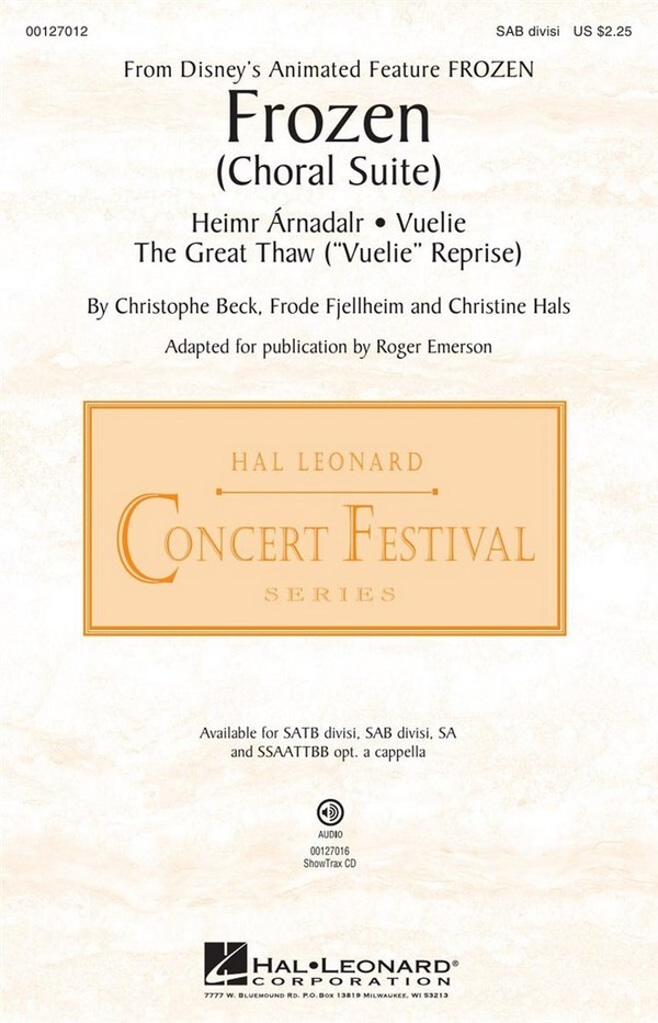 Christine Hals, Frozen&nbsp;&nbsp;SAB&nbsp;&nbsp;Chorpartitur