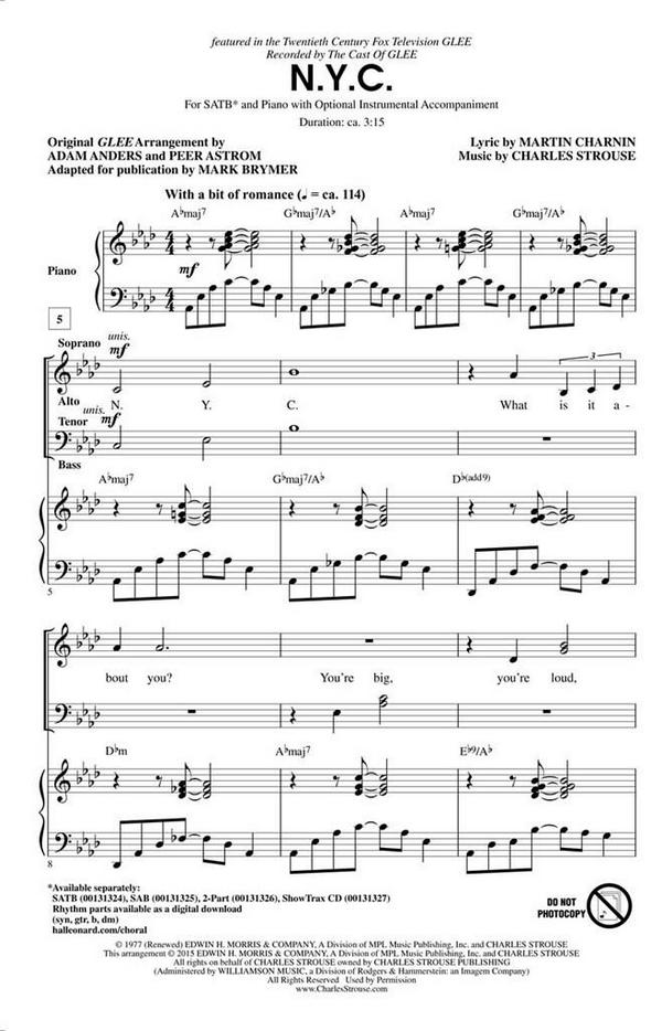 Charles Strouse, N.Y.C.&nbsp;&nbsp;SATB&nbsp;&nbsp;Chorpartitur