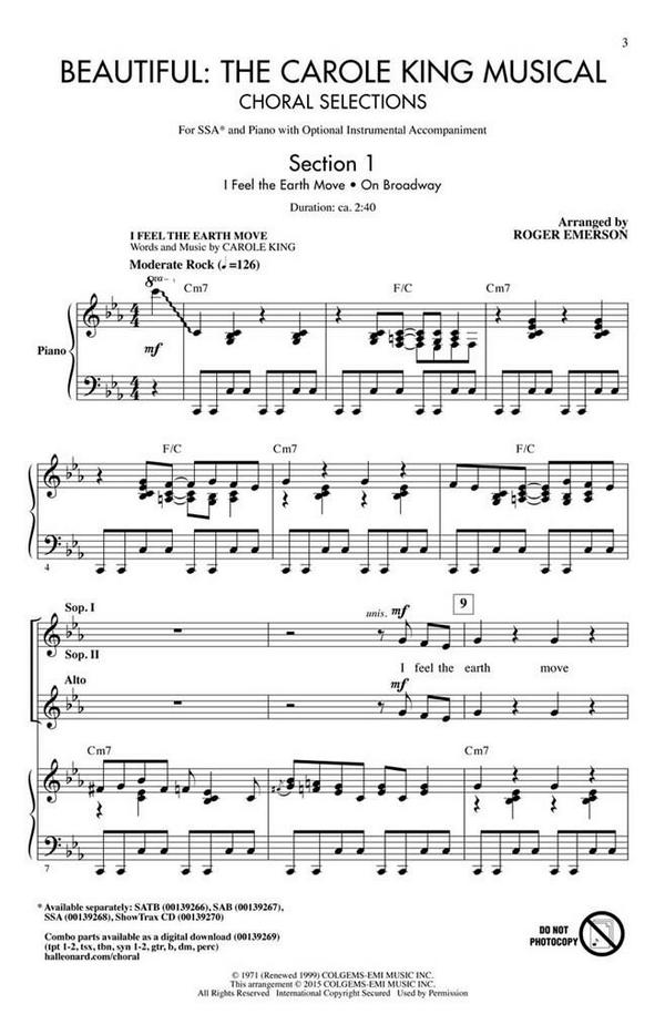 Beautiful: The Carole King Musical&nbsp;&nbsp;SSA&nbsp;&nbsp;Chorpartitur