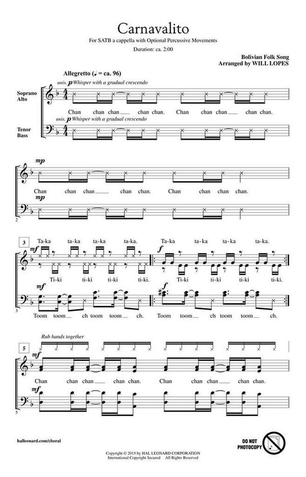 Carnavalito&nbsp;&nbsp;SATB a Cappella&nbsp;&nbsp;Chorpartitur