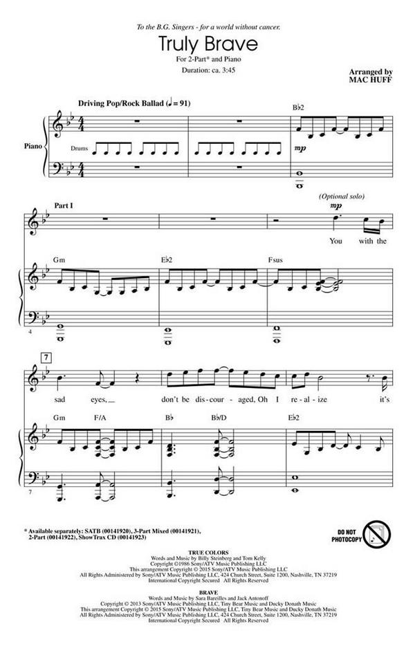 Billy Steinberg, Truly Brave&nbsp;&nbsp;2-Part Choir&nbsp;&nbsp;Chorpartitur