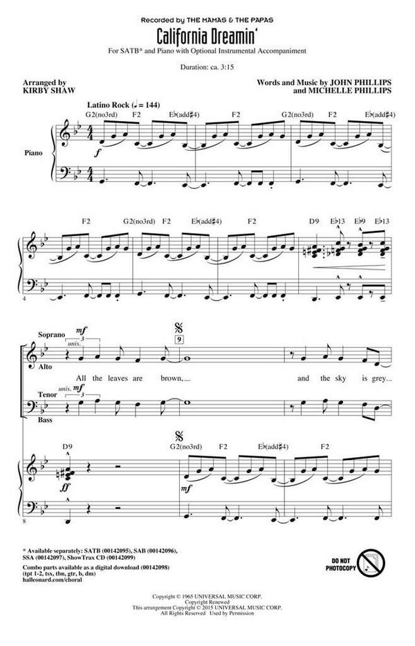 California Dreamin'&nbsp;&nbsp;Gemischter Chor&nbsp;&nbsp;CD