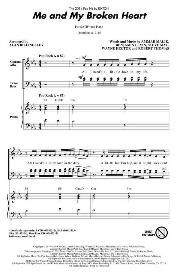 Ammar Malik, Me and My Broken Heart ShowTrax CD&nbsp;&nbsp;Chor&nbsp;&nbsp;CD