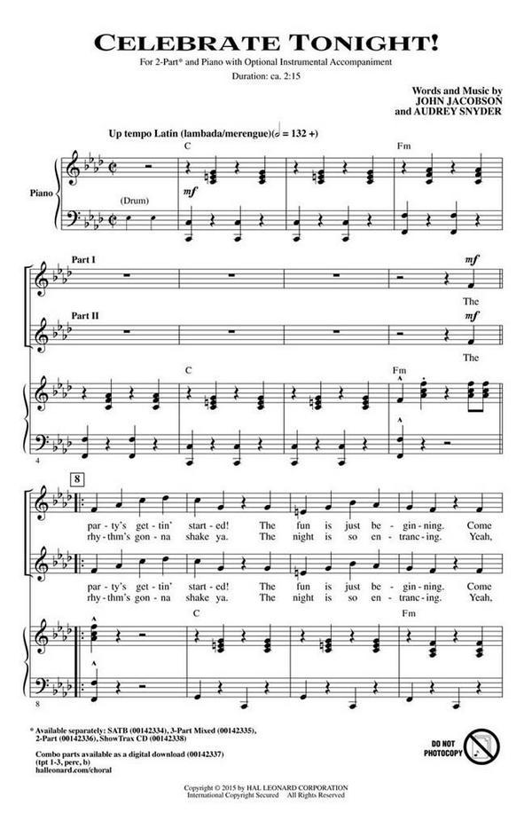 Audrey Snyder, Celebrate Tonight!&nbsp;&nbsp;2-Part Choir&nbsp;&nbsp;Chorpartitur