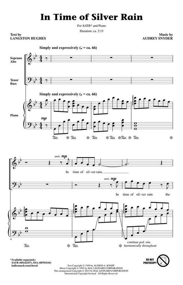 Audrey Snyder, In Time of Silver Rain&nbsp;&nbsp;SATB&nbsp;&nbsp;Chorpartitur