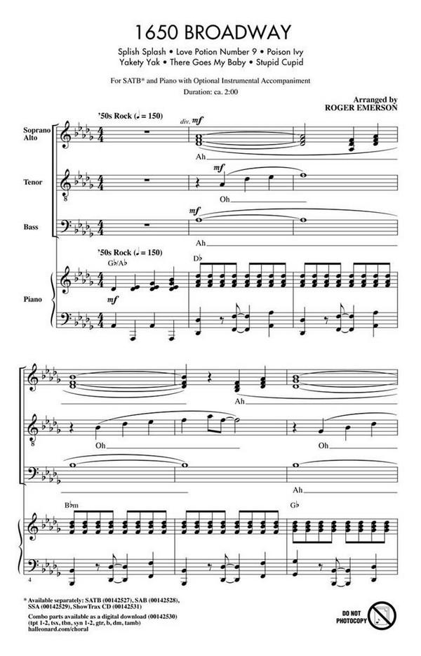 1650 Broadway  SATB  Chorpartitur