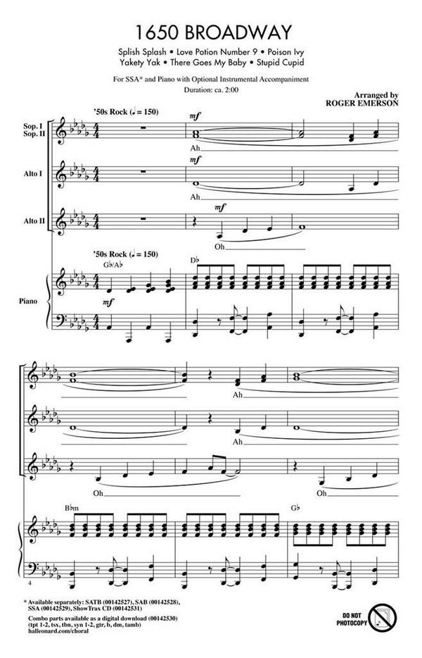 1650 Broadway  SSA  Chorpartitur