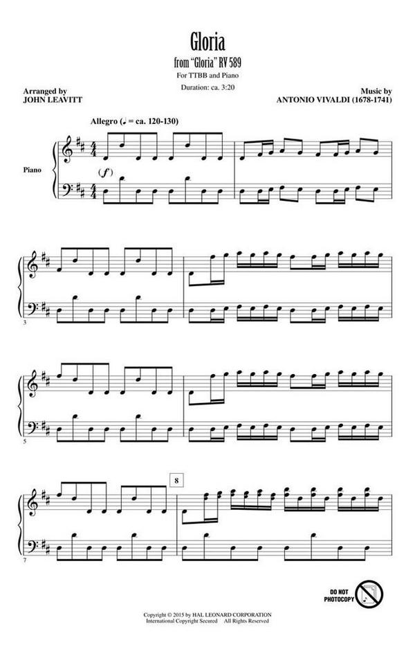Antonio Vivaldi, Gloria&nbsp;&nbsp;TTBB&nbsp;&nbsp;Chorpartitur