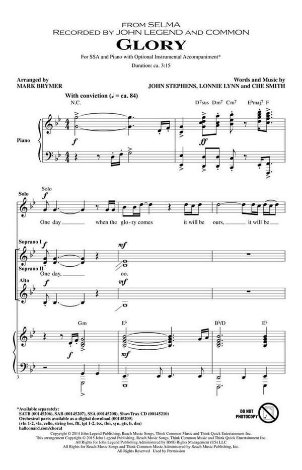 Che Smith, Glory&nbsp;&nbsp;SATB&nbsp;&nbsp;Chorpartitur