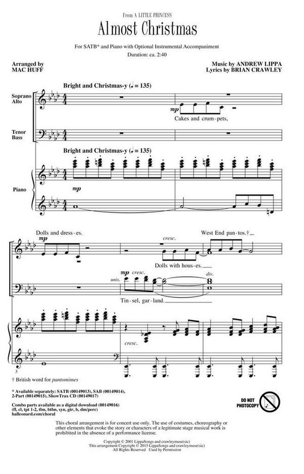 Andrew Lippa, Almost Christmas&nbsp;&nbsp;SATB&nbsp;&nbsp;Chorpartitur