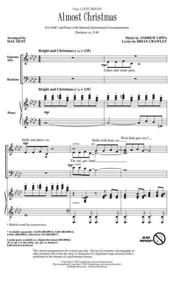 Andrew Lippa, Almost Christmas&nbsp;&nbsp;SAB&nbsp;&nbsp;Chorpartitur