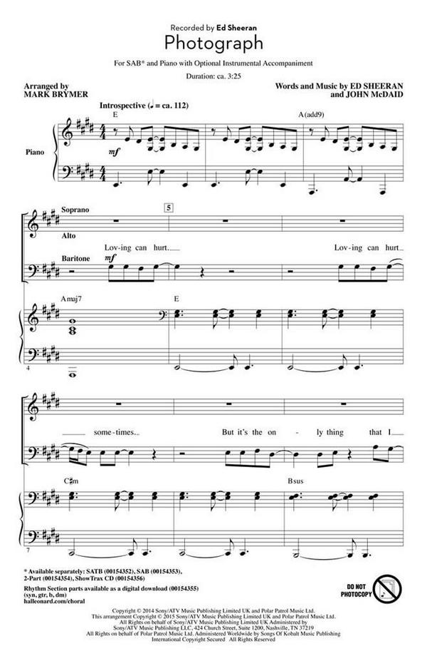 Photograph&nbsp;&nbsp;for mixed choir (SAB) and piano&nbsp;&nbsp;choral score