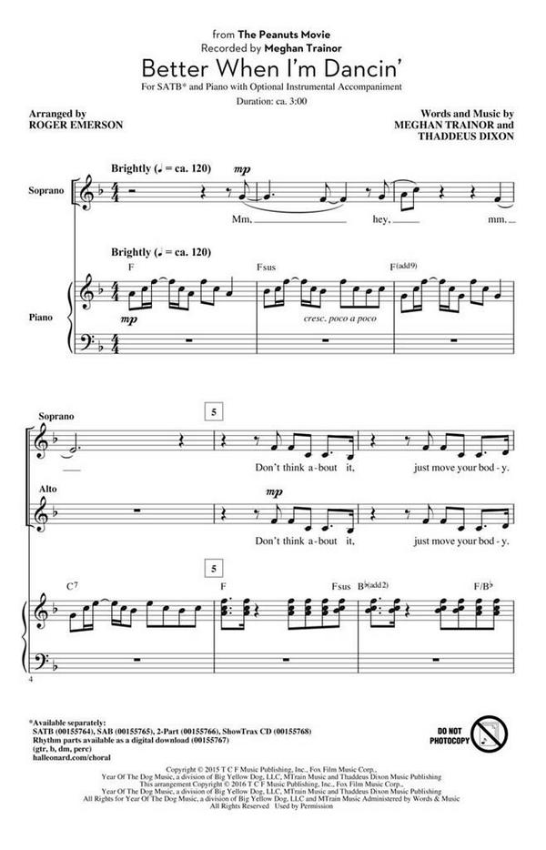 Better When I'm Dancin'&nbsp;&nbsp;SATB&nbsp;&nbsp;Chorpartitur