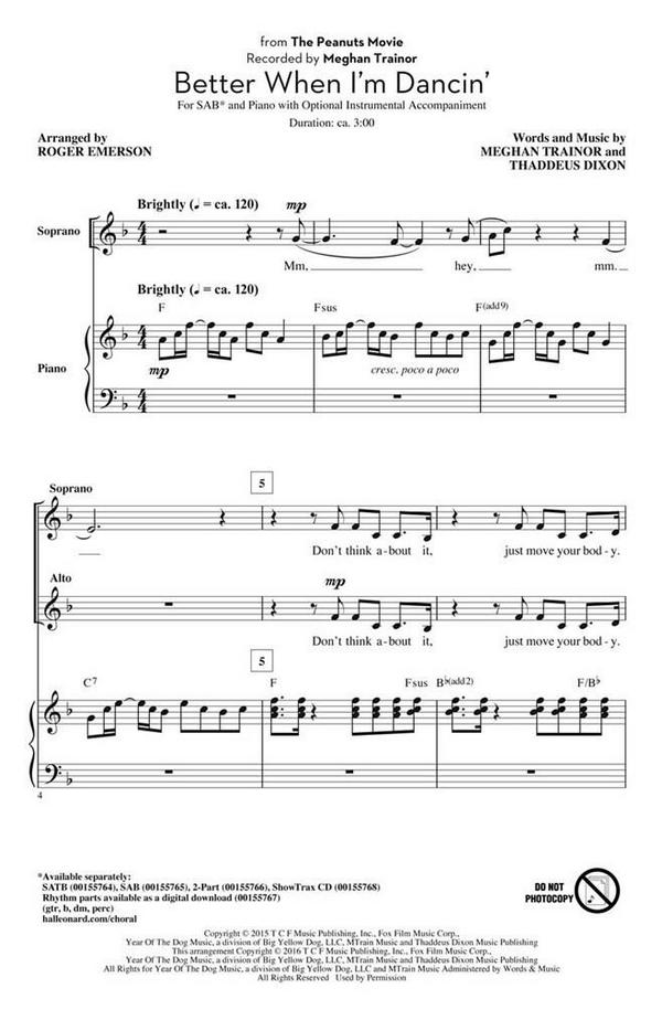 Better When I'm Dancin'&nbsp;&nbsp;SAB&nbsp;&nbsp;Chorpartitur