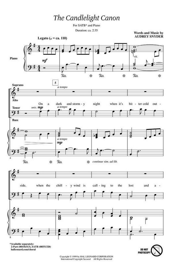 Audrey Snyder, The Candlelight Canon&nbsp;&nbsp;SATB&nbsp;&nbsp;Chorpartitur