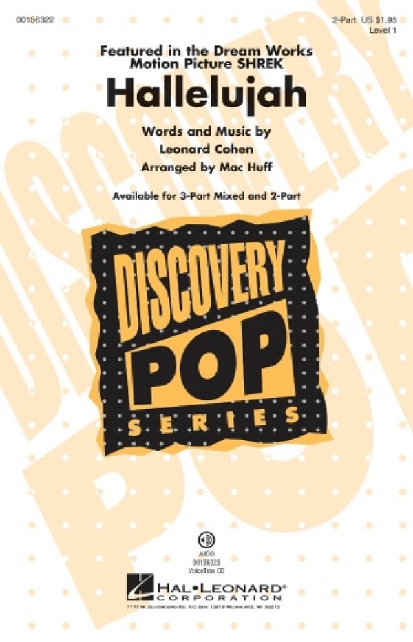 Hallelujah - 2 Part Choir  for 2-part choir and piano  score