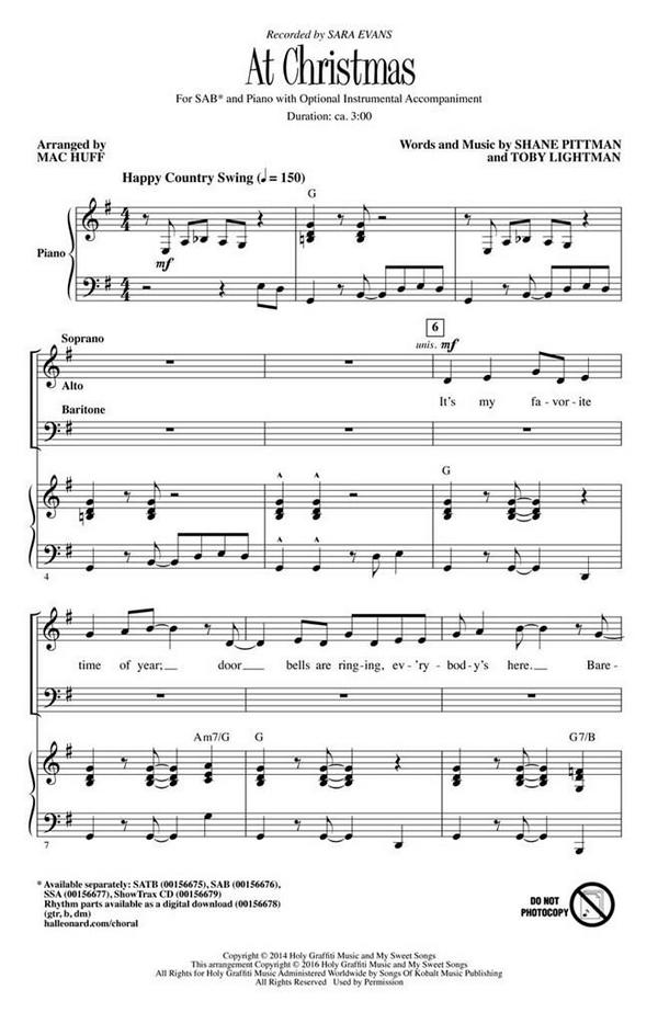 At Christmas&nbsp;&nbsp;for mixed chorus (SAB) and piano&nbsp;&nbsp;chorus score