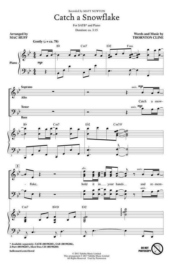 Catch a Snowflake&nbsp;&nbsp;SATB&nbsp;&nbsp;Chorpartitur