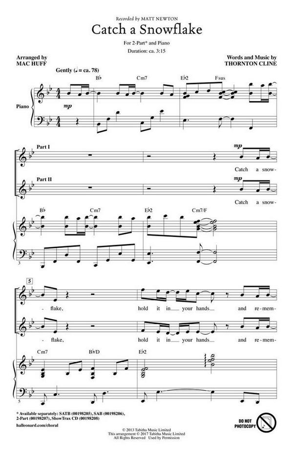 Catch a Snowflake&nbsp;&nbsp;2-Part Choir&nbsp;&nbsp;Chorpartitur