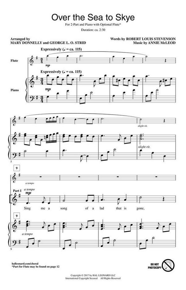 Annie McLeod, Over the Sea to Skye&nbsp;&nbsp;2-Part Choir&nbsp;&nbsp;Chorpartitur