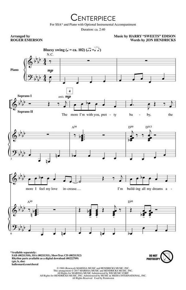 Centerpiece&nbsp;&nbsp;SSA&nbsp;&nbsp;Chorpartitur