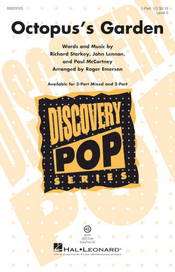 Octopus's Garden&nbsp;&nbsp;for 2-part choir and piano&nbsp;&nbsp;choral score