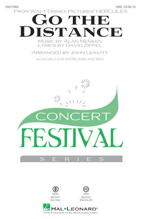 Go the Distance  for mixed choir (SAB) and piano  choral score