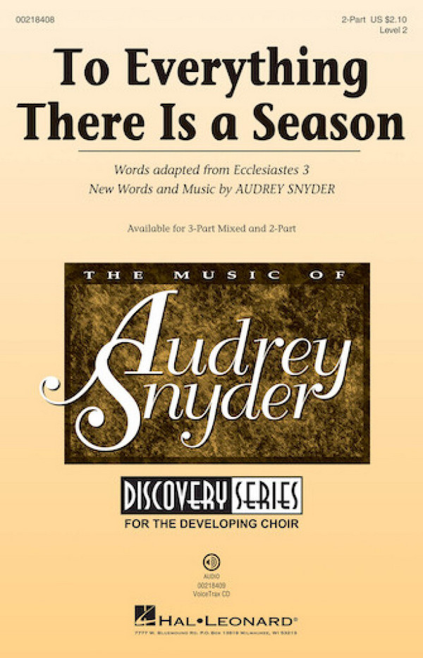 Audrey Snyder, To Everything There Is a Season&nbsp;&nbsp;2-Part Choir&nbsp;&nbsp;Chorpartitur